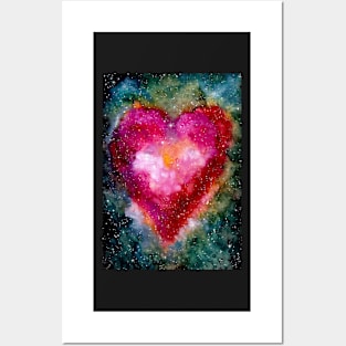 Bright Pink Heart and Outer Space Posters and Art